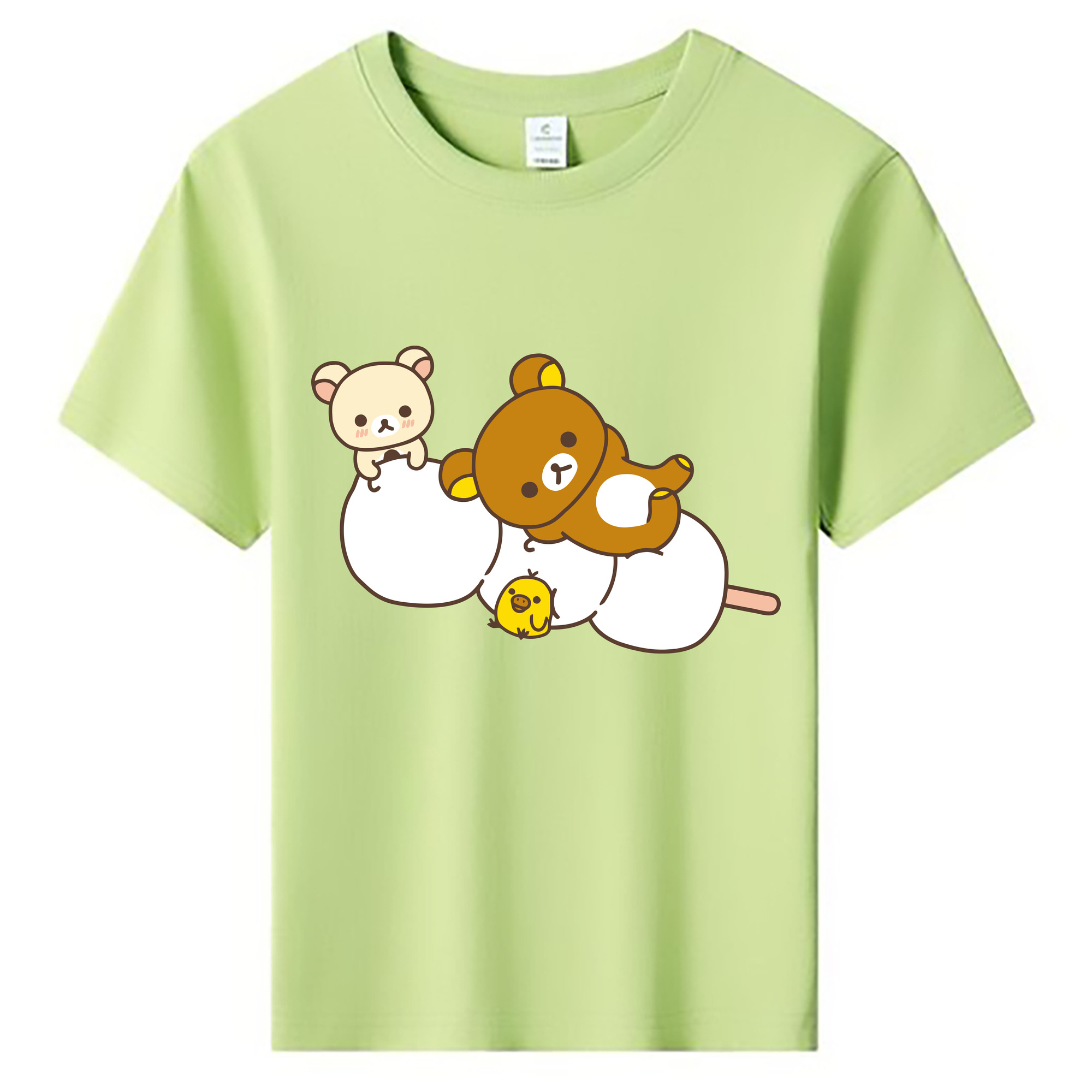 （画像用） リラックマ リラックマ キイロイトリ Rilakkuma Korilakkuma Kiiroitori 綿100％キッズTシャツ（フロントプリント）